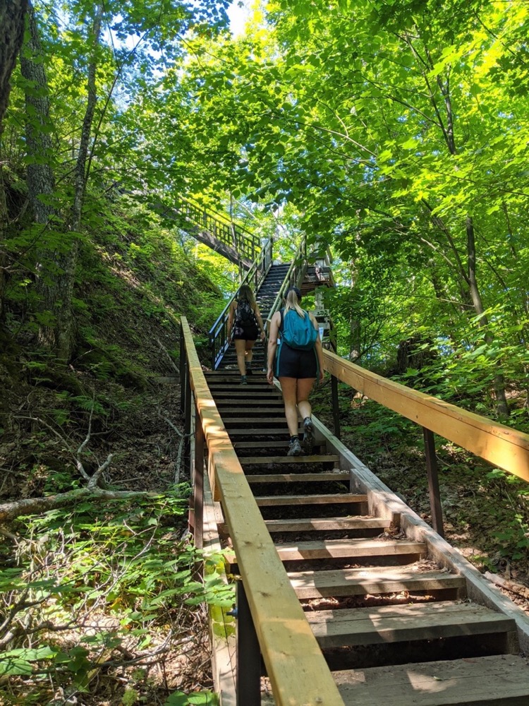 Steep stairs to lookout platforms
